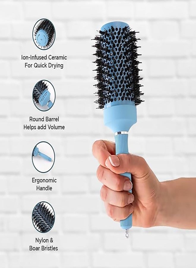 Homestic Hair Brush | Bristles Brush | Hair Brush with Paddle | Sharp Hair Brush for Woman | Suitable For All Hair Types | Curling Round Brush | TGX525 | Sky Blue - Image 5