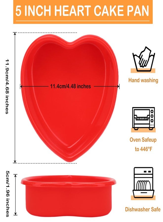 HEYTIMI 3 PCS Silicone Heart Shaped Cake Pans 5 Inches Mini Heart Shaped Cake Pans Nonstick Heart Baking Cake Mold for Birthday, Wedding (red, 5inch-3pack) - Image 2