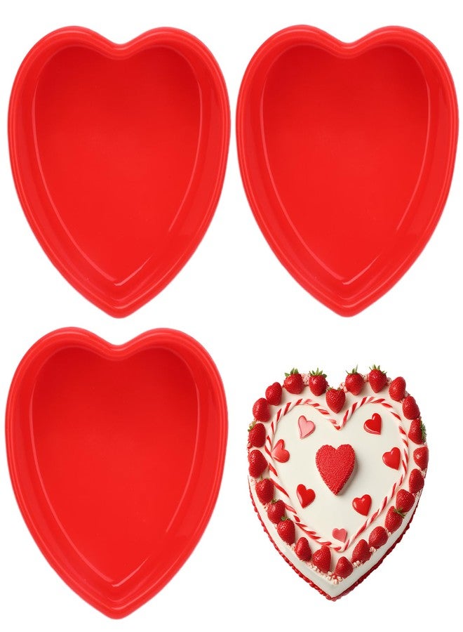 HEYTIMI 3 PCS Silicone Heart Shaped Cake Pans 5 Inches Mini Heart Shaped Cake Pans Nonstick Heart Baking Cake Mold for Birthday, Wedding (red, 5inch-3pack) - Image 1
