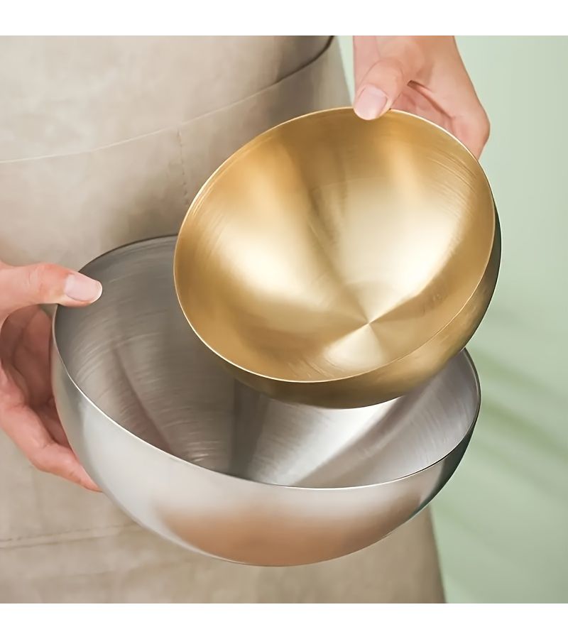 1pc Stainless Steel Silvery Mixing Bowl 7.87 Inch Salad Soup Dessert Kitchen Fruit Serving Bowl - Image 3