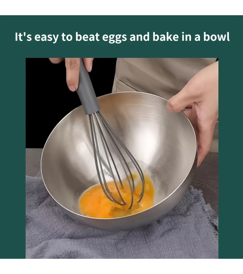 1pc Stainless Steel Silvery Mixing Bowl 7.87 Inch Salad Soup Dessert Kitchen Fruit Serving Bowl - Image 1