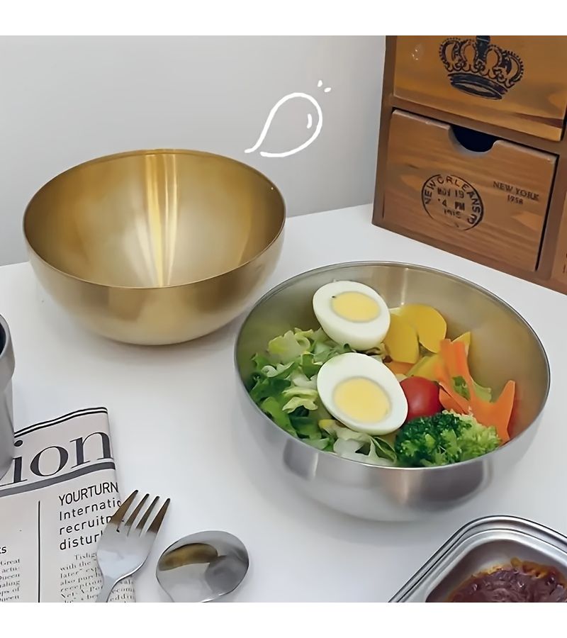 1pc Stainless Steel Silvery Mixing Bowl 7.87 Inch Salad Soup Dessert Kitchen Fruit Serving Bowl - Image 4