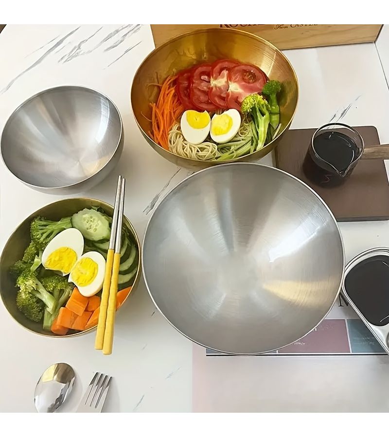 1pc Stainless Steel Silvery Mixing Bowl 7.87 Inch Salad Soup Dessert Kitchen Fruit Serving Bowl - Image 5