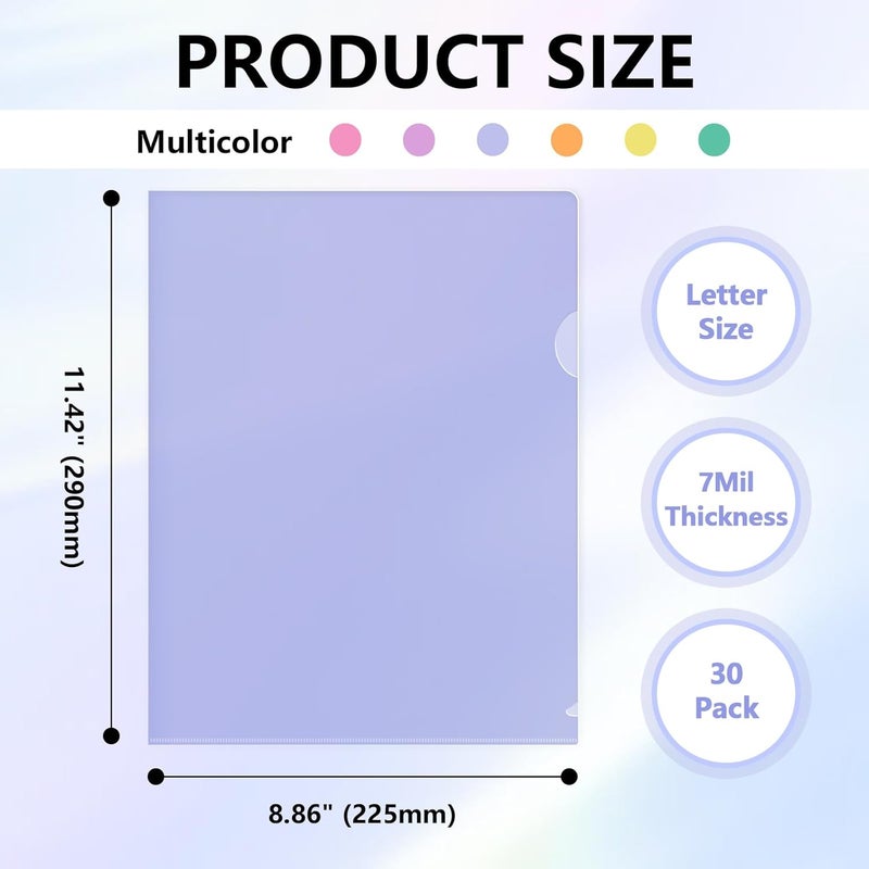 HOUYEE 30 Pack Clear Document Folder, Folder with Plastic Sleeves 6 Assorted Colors, Fit for Letter Size Paper, Waterproof, Tear-Resistant, and Transparent for Home, Office, and School Use - Image 2