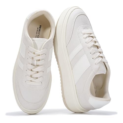 Project Cloud Platform Sneakers for Women - Lightweight Memory Foam Insole Womens Sneakers - Non-Slip Fashion Sneakers for Women Footwear - Women's Fashion Platform Shoes (Nita, Nude, 6) - Image 1