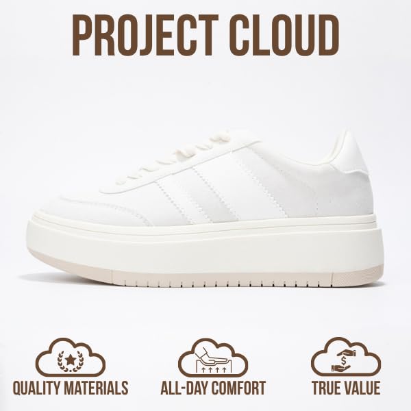 Project Cloud Platform Sneakers for Women - Lightweight Memory Foam Insole Womens Sneakers - Non-Slip Fashion Sneakers for Women Footwear - Women's Fashion Platform Shoes (Nita, Nude, 6) - Image 3