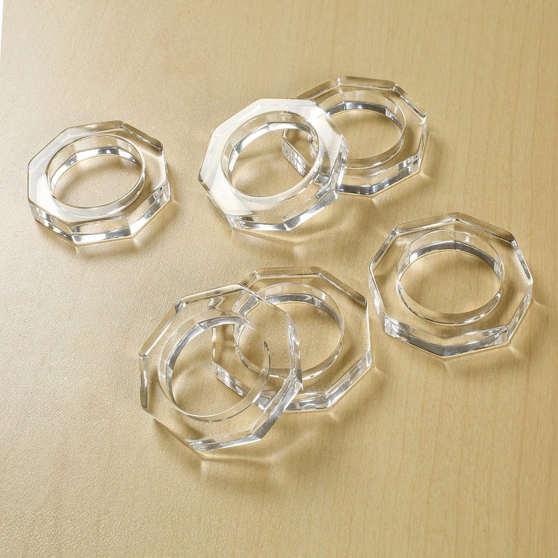 CLEENTABLE Acrylic Napkin Rings Set of 12 - Octagon Transparent Design for Christmas, Thanksgiving, Holiday Table Decor - Durable Crystal Napkin Holders for Dinner Parties & Everyday Use (Opaque)- - Image 2