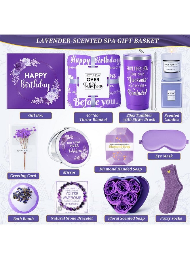 Fortuning's JDS 14PCS Birthday Gifts for Women ,Mom, Wife, Girlfriend, Sister, Her- Self Care Gifts Get Well Soon Gifts Basket for Women Lavender Relaxing Spa Gifts Care Package w/ Blanket Mothers Day Gifts for Mom - Image 1