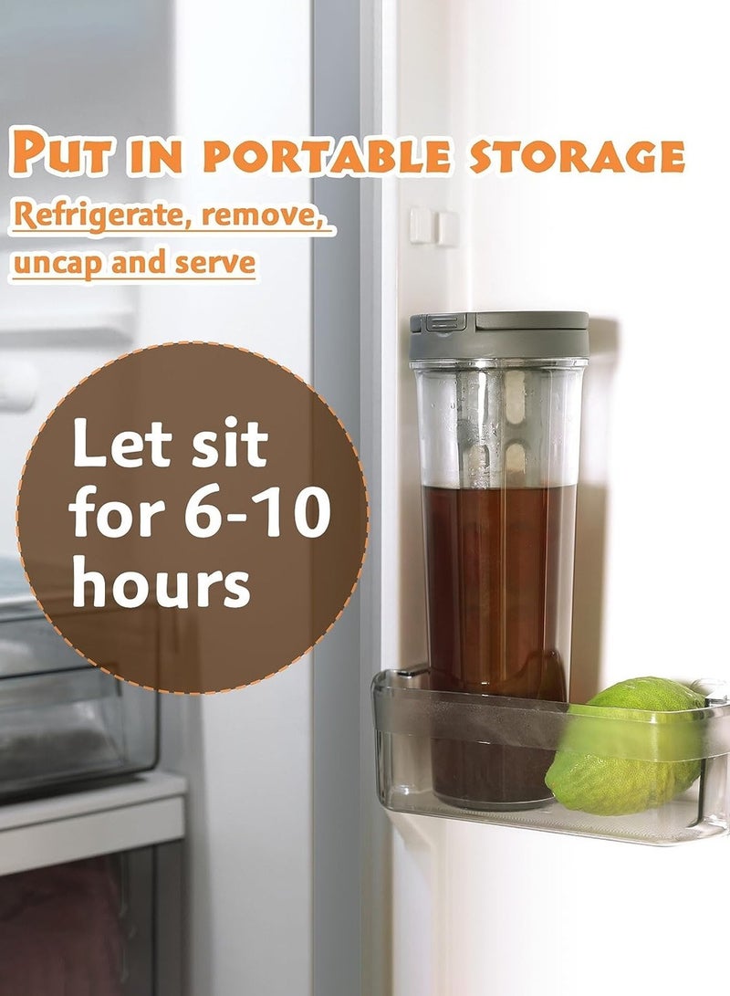 LEOKOR Cold Brew Coffee Maker with Mesh Filter Portable Cold Brew Cup for Tea Coffee Grey 1100ML - Image 5