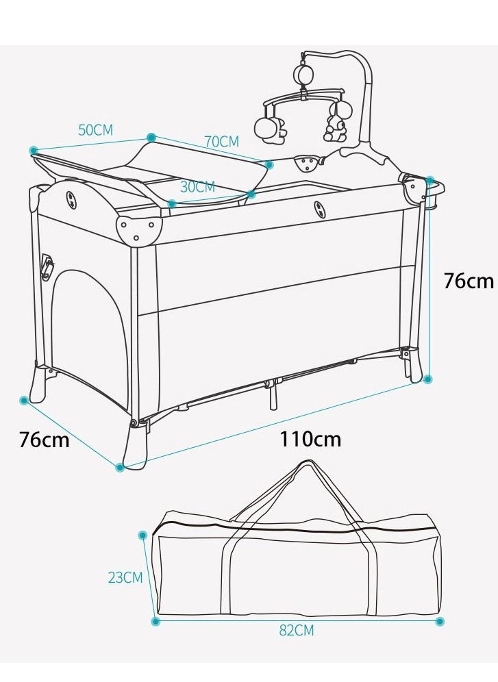 XiuWoo - Portable Baby Playard, 5-in-1 Pack and Play, Baby Bedside Sleeper with Bassinet, Multifunction Bedside Crib from Newborn to Toddlers, U-Shaped Diaper Changer, Playard, Safety Strap, Luxury Mosquito Ne - Image 1