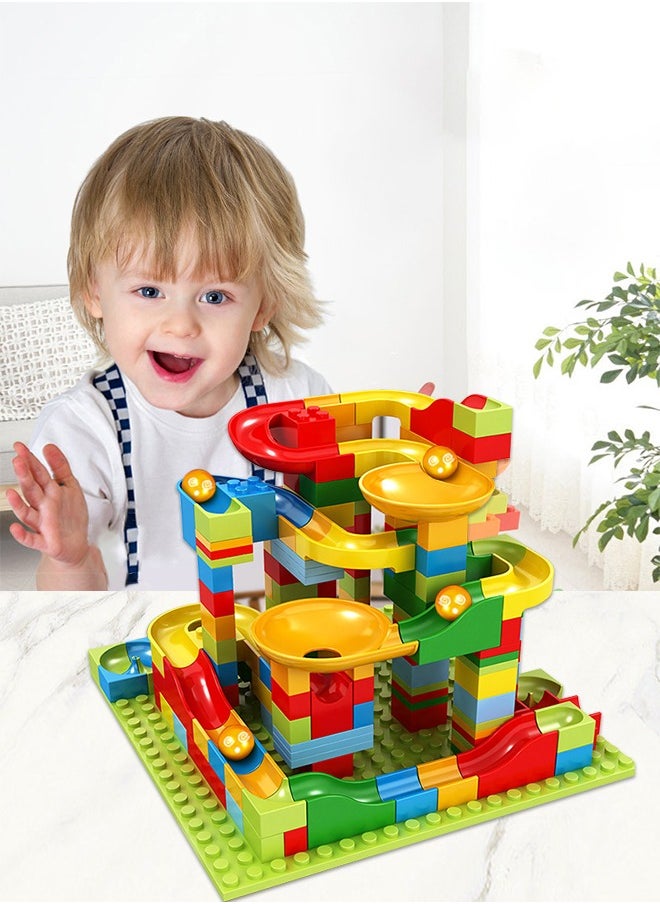 GROIC - Marble Run Building Blocks, 168 PCS Classic Big Blocks STEM Toy Bricks Set Kids Race Track Compatible with Bulk Bricks Set for Boys Girls Toddler - Image 1
