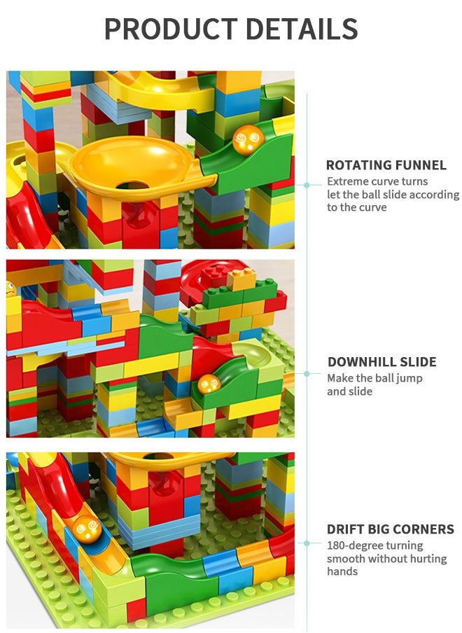 GROIC - Marble Run Building Blocks, 168 PCS Classic Big Blocks STEM Toy Bricks Set Kids Race Track Compatible with Bulk Bricks Set for Boys Girls Toddler - Image 1