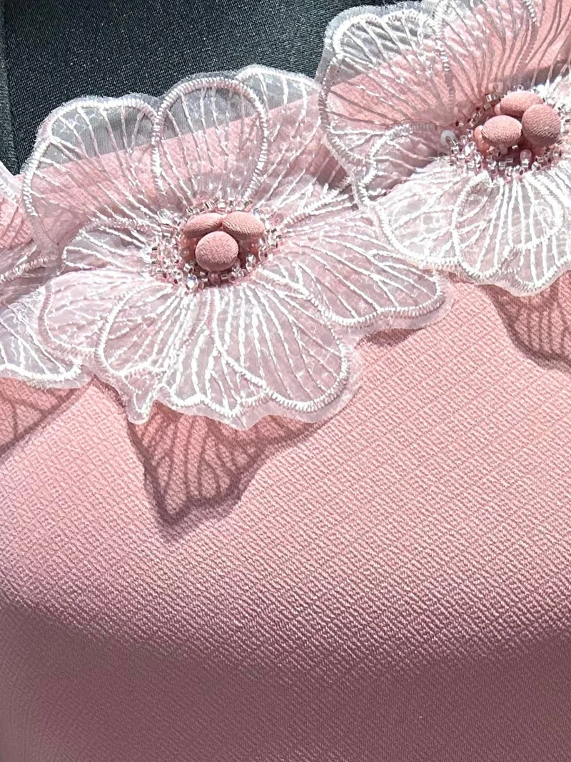 Outzidr Pink Pink Off-Shoulder Top With Floral Embellishments for Women | Best Price UAE
