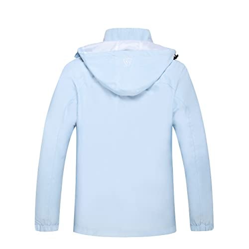 GIISAM Mens Windproof Jacket Waterproof Lightweight Mountain Sport Jacket for Men Hooded Windbreaker Raincoat(Skyblue,L) - Image 3