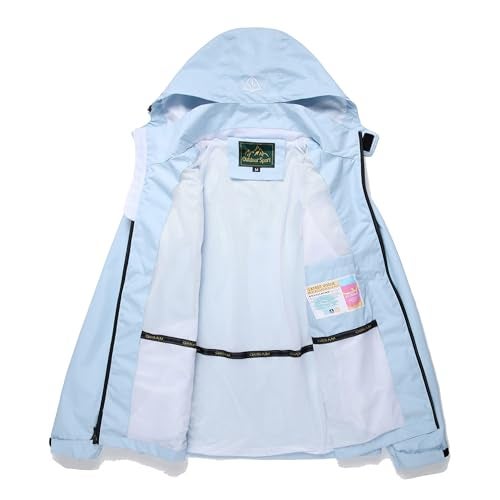 GIISAM Mens Windproof Jacket Waterproof Lightweight Mountain Sport Jacket for Men Hooded Windbreaker Raincoat(Skyblue,L) - Image 4