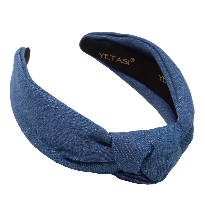 YETASI Dark Blue Denim Headbands for Women Get Compliments Head bands for Womens Hair are Chic Knotted Headband is a Girls Fashion Designer Top Knot