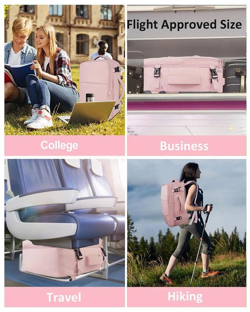 Handcuffs Travel Backpack for Men & Women Water Resistant Cabin Bag with Laptop Compartment Shoe Pouch & Multiple Organiser Pockets | Carry On Luggage | Casual Daypack (Pink) - Image 4