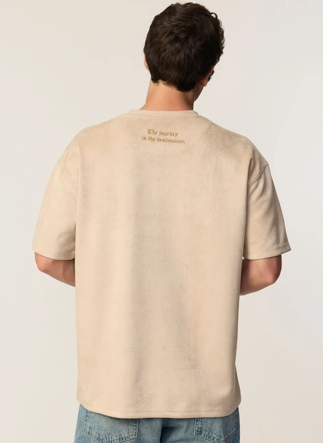 ذا سوليد ستور The Souled Store Men's Beige Typography Printed Oversized T-shirt