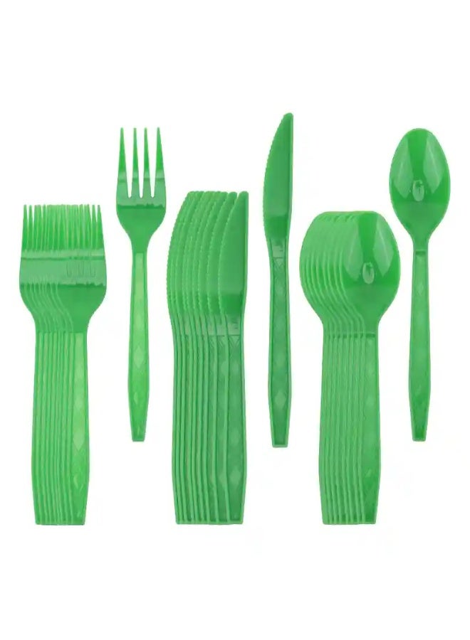 Green plastic cutlery set 30 pcs