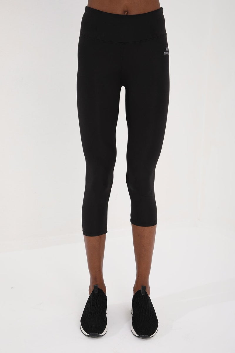 Tommy Life Black Women's High Waist Slimming Cross Back Detailed Sports Bustier-Capri Leggings Set - 95283  - Image 5