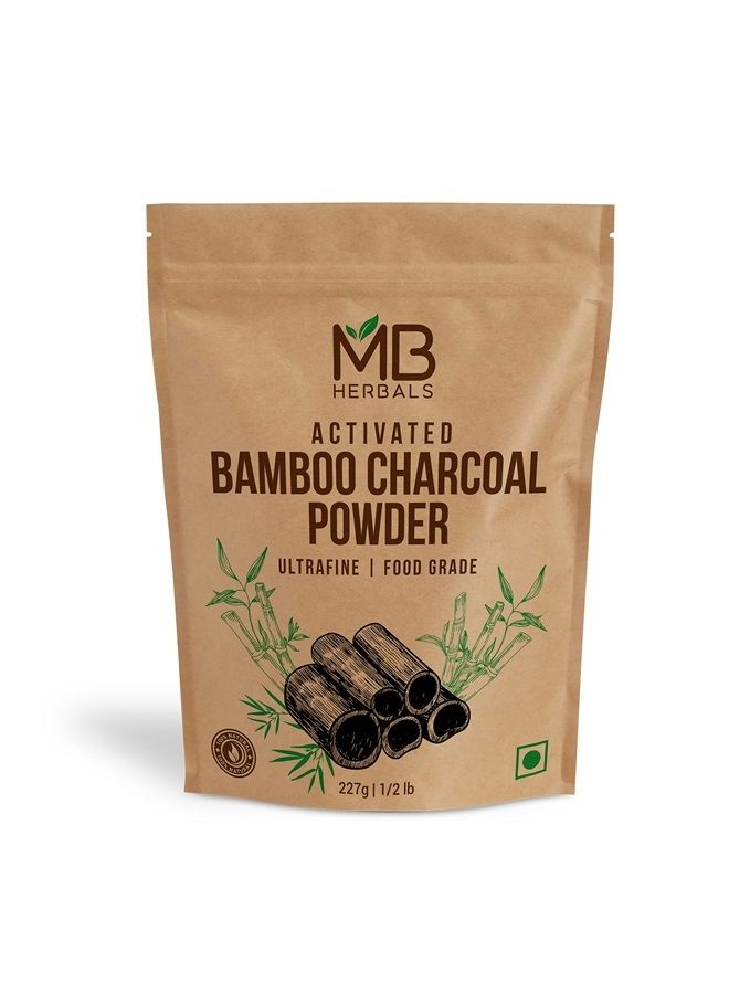 MB Herbals Activated Charcoal Powder 8 oz (227 Gram / 0.5 LB) | Food Grade Bamboo Charcoal Powder | Deep Cleanses & Detoxifies Skin & Hair | Ingredient for ToothPowder - Packing may Vary