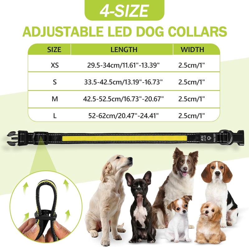 ROUWINNE Extra Small Dog Glow Collar - Adjustable Rechargeable LED Dog Collars, Waterproof Breathable Light Up Dog Collars (Yellow, Pack of 1, XS) - Image 5