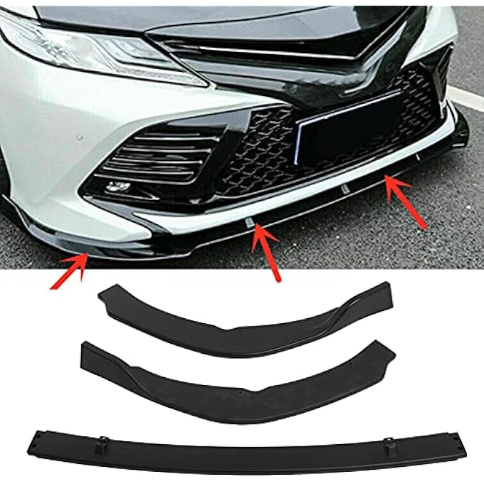 Brilluxa 3Pcs Front Bumper Lip Chin Body Kit Splitter Deflector Front Bumper Lip Splitter Fit for Camry SE XSE 20182020 (matte black) - Image 4