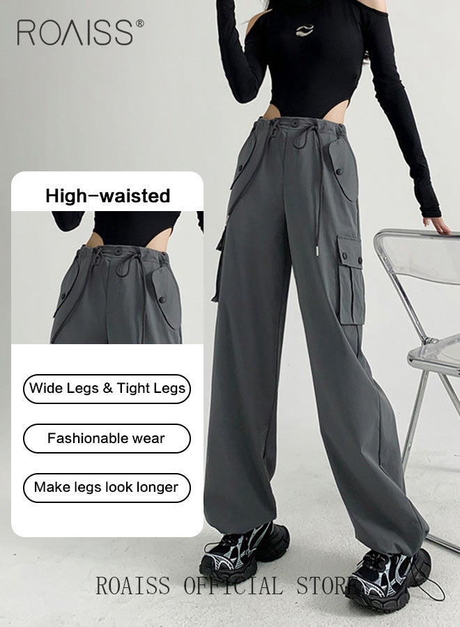 roaiss Women Straight Leg Cargo Pants High Waisted Design Waist Cinching Cut Casual Straight Leg Trousers Versatile and Stylish for Casual Wear Flattering for All Leg Types - Image 5