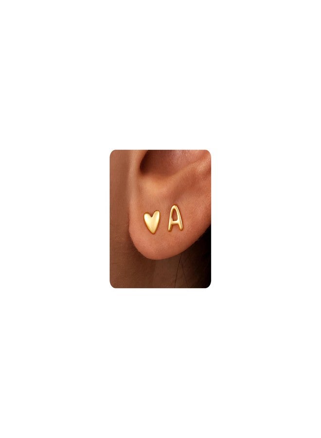 JIAOGE Stud Earrings for Girls Kids Jewelry - Gold Studs Earrings for Women Gifts for Girls Teen Girl Gifts Trendy Stuff Initial A Hypoallergenic Earrings for Girl Gold Earrings Heart Earrings - Image 1