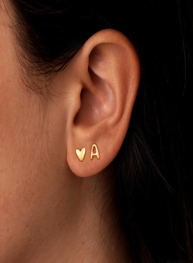 JIAOGE Stud Earrings for Girls Kids Jewelry - Gold Studs Earrings for Women Gifts for Girls Teen Girl Gifts Trendy Stuff Initial A Hypoallergenic Earrings for Girl Gold Earrings Heart Earrings - Image 2