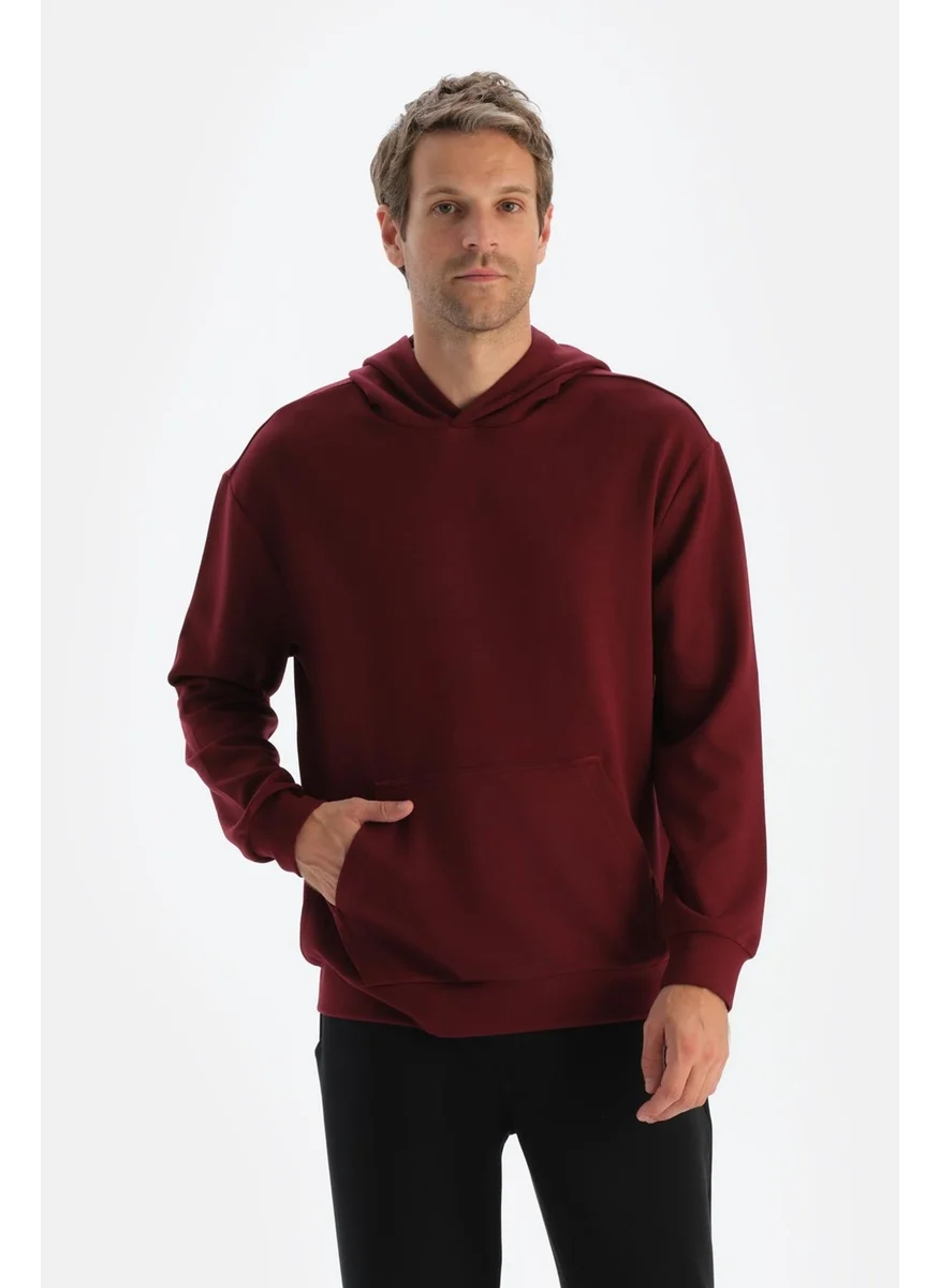 داجي Claret Red Men's Modal Hooded Sweatshirt