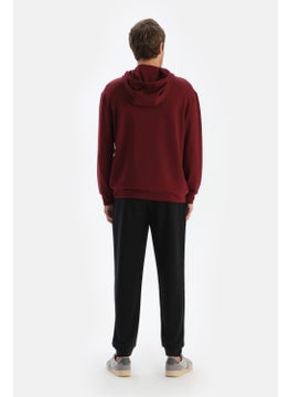 dagi Claret Red Men's Modal Hooded Sweatshirt  - Image 2