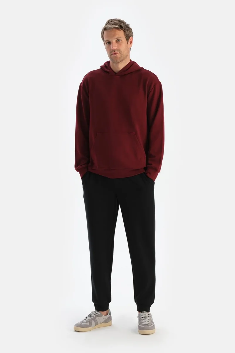 داجي Claret Red Men's Modal Hooded Sweatshirt