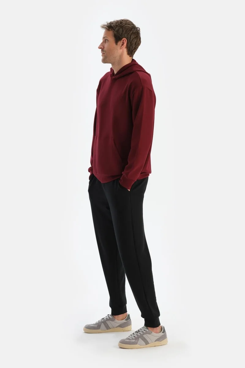 داجي Claret Red Men's Modal Hooded Sweatshirt