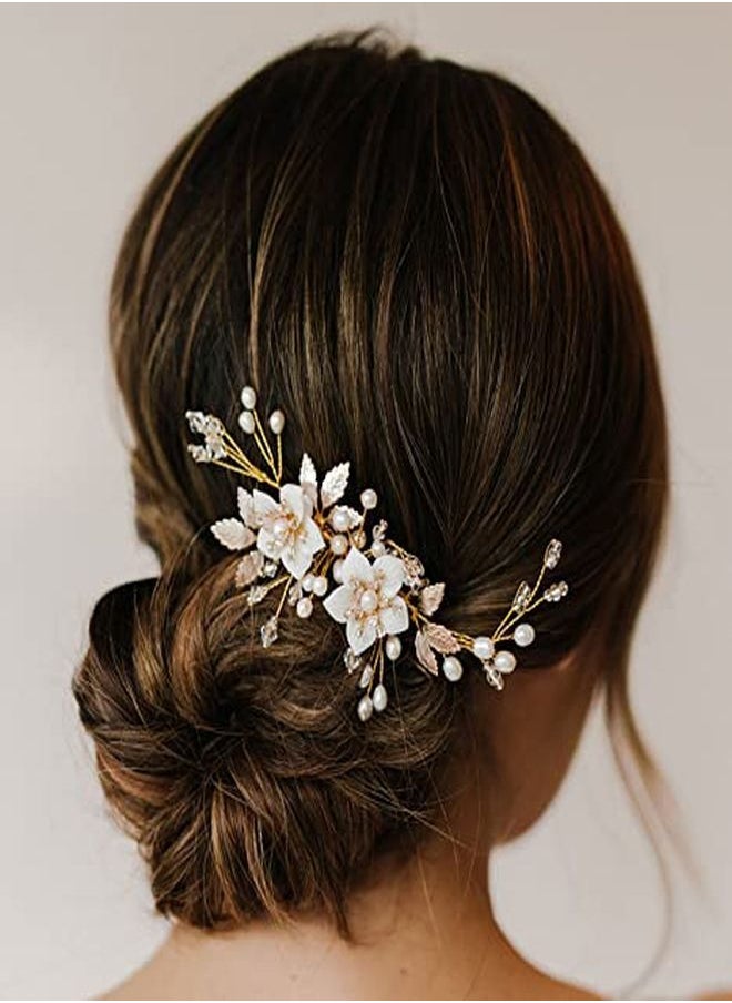 SWEETV - Handmade Wedding Hair Comb For Bridal Hair Accessories,Flower Bridal Hair Clip Hair Pieces For Wedding - Image 1