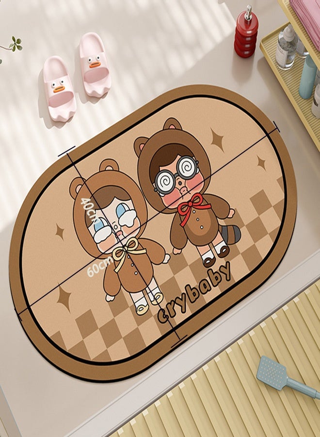 XiuWoo Rubber Bath mats Quick-Drying Non-Slip Bathroom mat Super Absorbent Bath mat Instant Dry Bath mat, Bathroom Rug in Front of The Kitchen Sink, Shower Room, Bathtub, Oval - Image 2