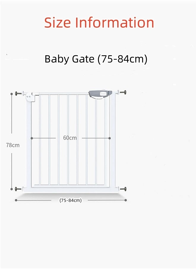 JCB CHIC - Auto Close Safety Baby Gate，Stair Guardrail Child Safety Gate Fence Baby Gate Fence Guardrail Baby Gate Fence Pet Kitchen Railing（ Baby Gate (75-84cm)） - Image 1