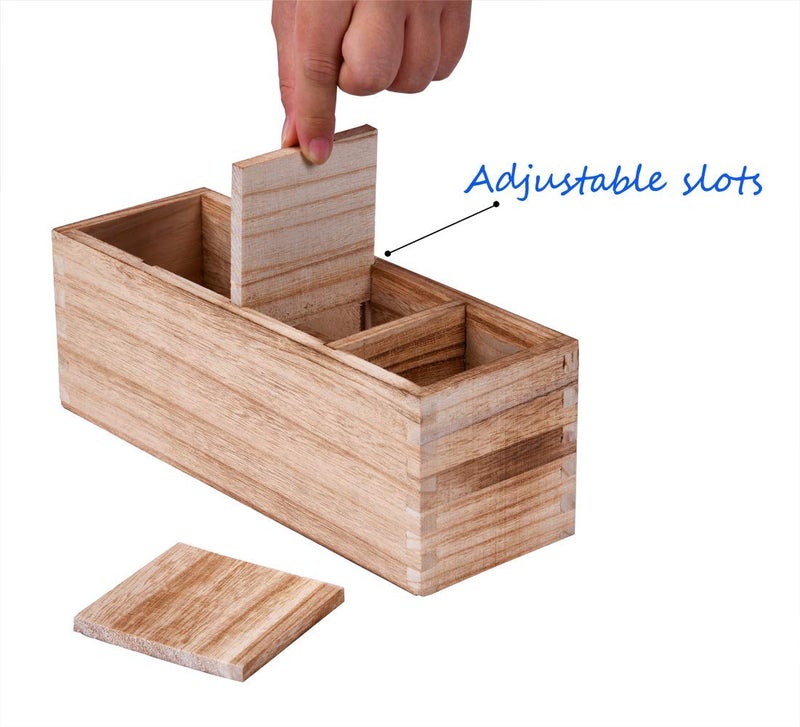 WuGeShop Wood Cutlery Caddy, Kitchen Utensil Organizer with 4 Compartments, Silverware Storage Kitchen Countertop Flatware Organizer - Image 3
