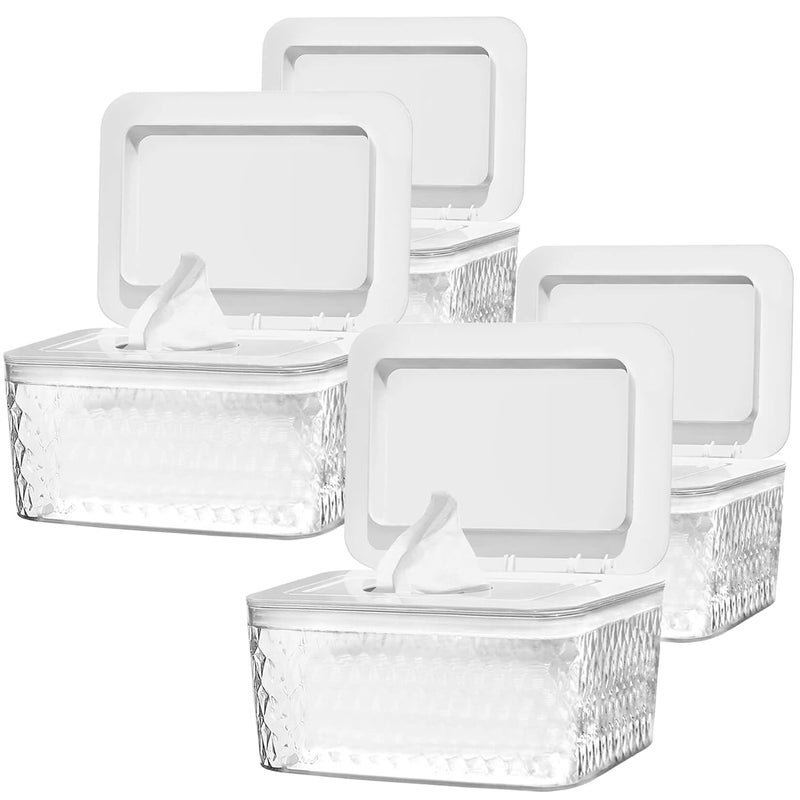 HSWT 4 Pack Wipes Dispenser Seal-Designed Wipe Dispenser Holder Wipes Case Box for Bathroom Keep Wipes Fresh, Dust-Proof & Non-Slip - Image 1