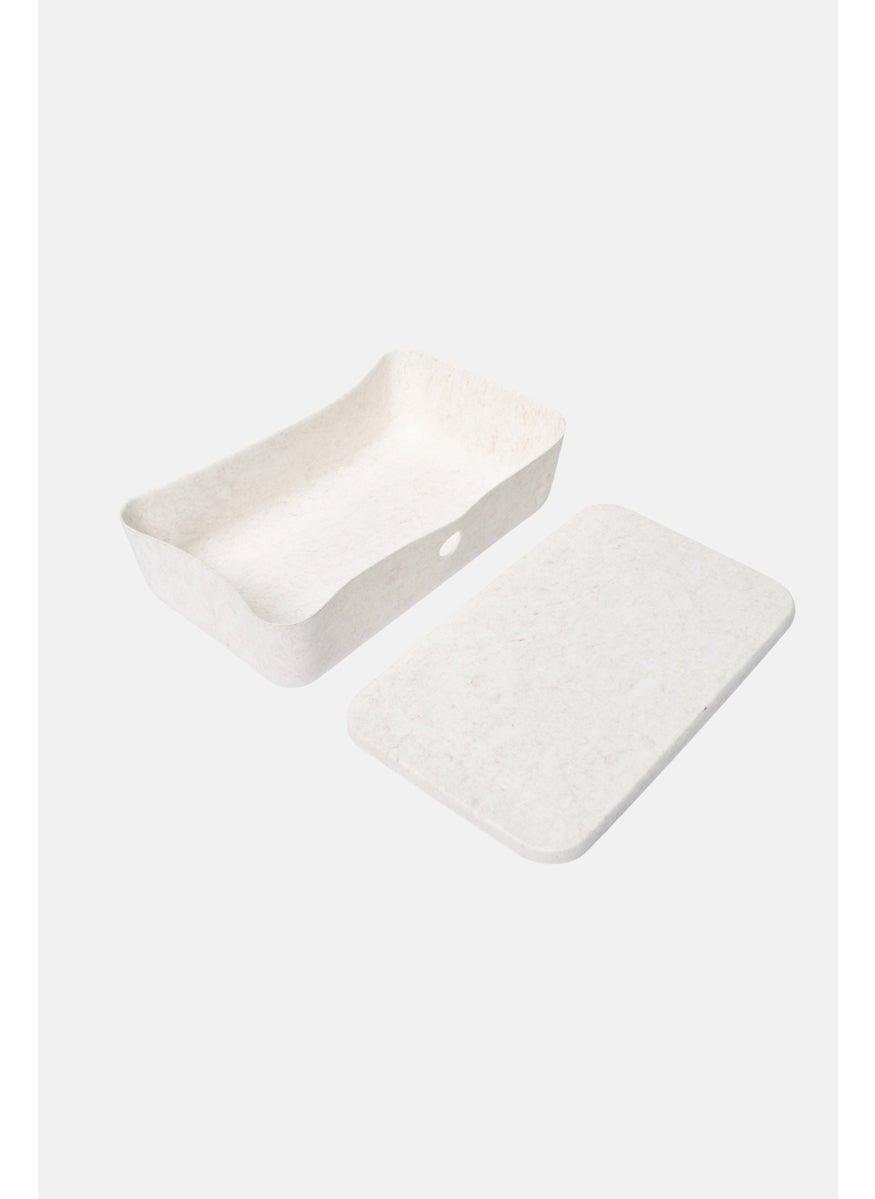 Muy Mucho Felt Box With Lid, Beige  - Image 2