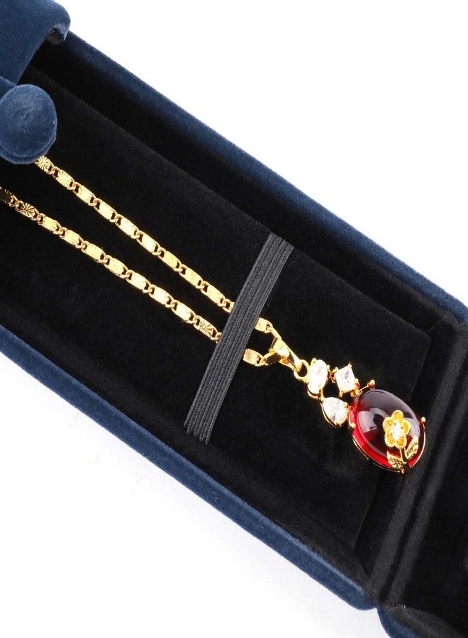 iSuperb Royal Blue Velvet Necklace Long Chain Box Jewelry Gift Box Pendant Bracelet Jewelry Packaging Boxes for Wedding Engagment Proposal Gift - Image 3