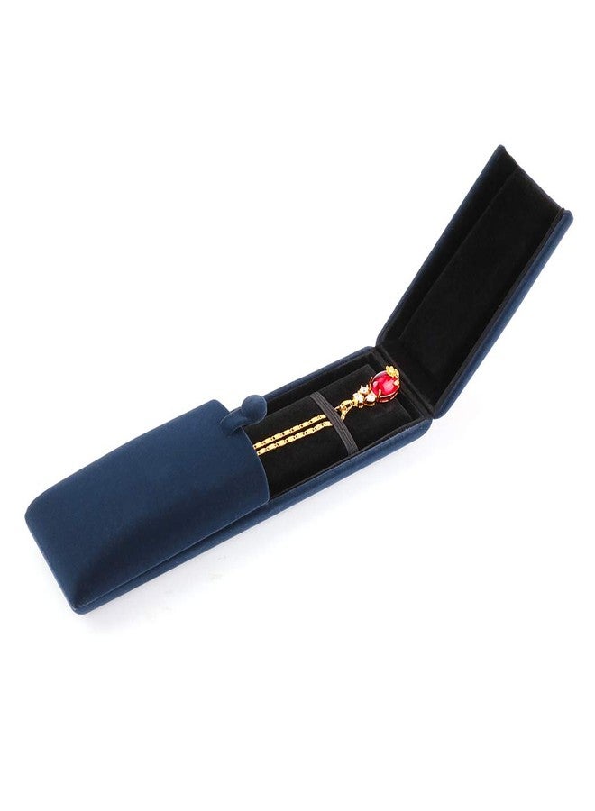 iSuperb Royal Blue Velvet Necklace Long Chain Box Jewelry Gift Box Pendant Bracelet Jewelry Packaging Boxes for Wedding Engagment Proposal Gift - Image 1