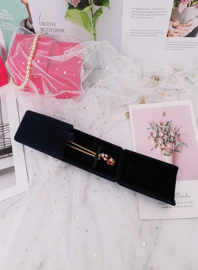 iSuperb Royal Blue Velvet Necklace Long Chain Box Jewelry Gift Box Pendant Bracelet Jewelry Packaging Boxes for Wedding Engagment Proposal Gift - Image 2