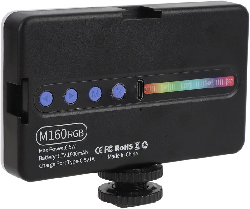 RGB Video, Photohy with 16 RGB Modes, 3 Color TEM Ra95, 1800mAh Re LED Fill for C Phone Selfie, Compact Rectangular - Image 4