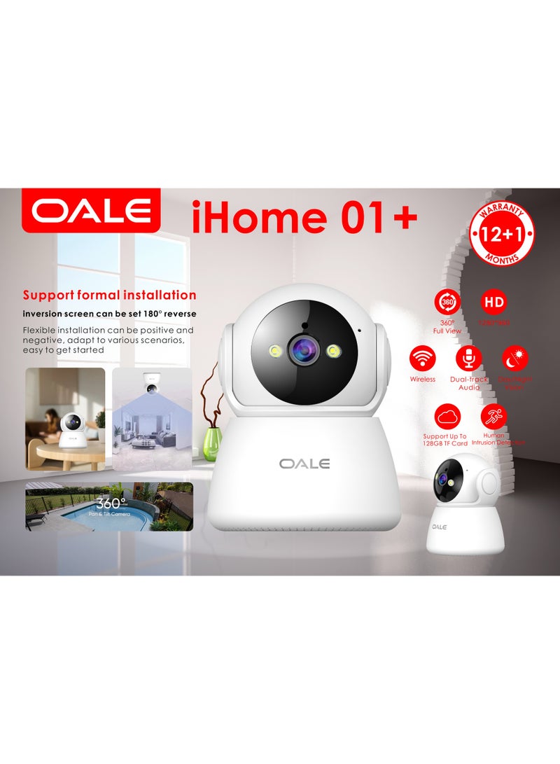 أوالي, كاميرا مراقبة ذكية Oale iHome 01+ بدقة HD 1080p، رؤية 360°، رؤية ليلية، صوت ثنائي الاتجاه، تحكم عبر التطبيق - Image 3