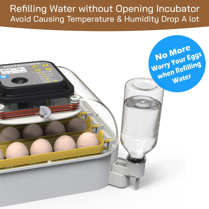MATICOOPX 20 Egg Incubator with Humidity Display, Egg Candler, Automatic Egg Turner, for Hatching Chickens - Image 3