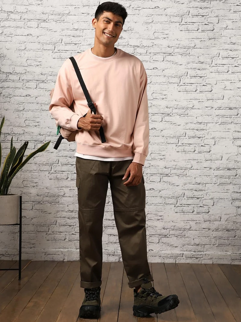 NOBERO  Men's Oversized Cotton Crew Neck Sweatshirt for Men | Best Price UAE
