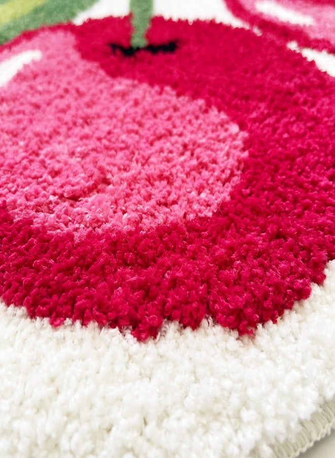 UKELER سجادة حمام كيوت من يوكيليير على شكل كرز للأطفال غير قابلة للانزلاق ماصة قابلة للغسل زينة غرفة النوم فخمة سجادة حمام للاستحمام 23.6''x19.7'' - Image 4