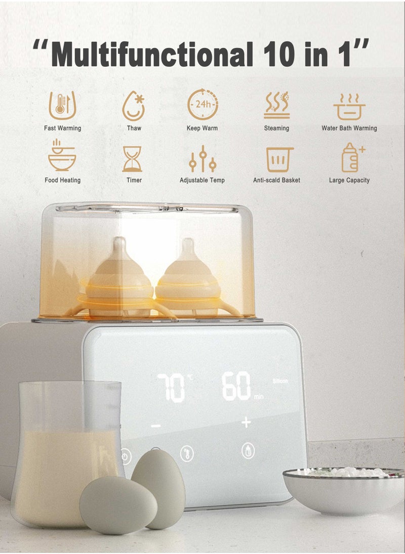 Chillspace 10 In 1 Multifunctional Baby Bottle Warmer ,Heat Baby Food With LCD Display, Anti-scalding design,Rapid Warmer, Timer, Defrost, Steam Sterilizer, Keep 24H, Double Bottle Warmer for Breastmilk And Formulam Sterilizer, Keep 24H, Double Bottle Warmer for Breastmilk And Formula  - Image 4