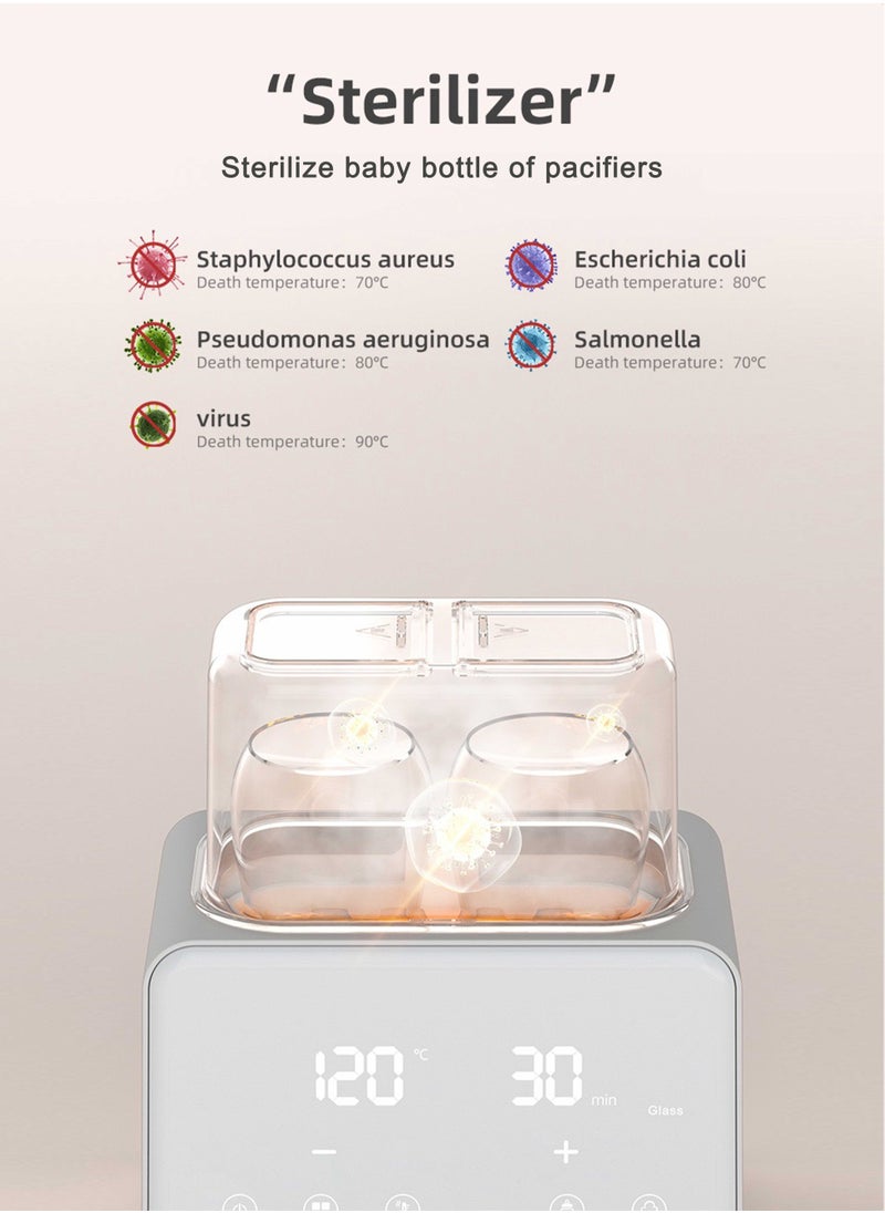 Chillspace 10 In 1 Multifunctional Baby Bottle Warmer ,Heat Baby Food With LCD Display, Anti-scalding design,Rapid Warmer, Timer, Defrost, Steam Sterilizer, Keep 24H, Double Bottle Warmer for Breastmilk And Formulam Sterilizer, Keep 24H, Double Bottle Warmer for Breastmilk And Formula  - Image 5